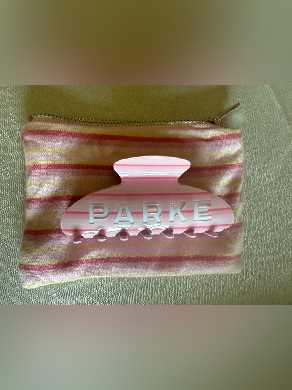 Pink Striped PARKE Hair Claw Clip “It’s a Girl Collection” NWT